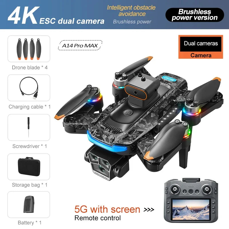 Xiaomi Drone A14Pro Max 8K HD Three Camera Brushless Optical Flow Obstacle Avoidance Foldable Quadcopter UAV Toys RC 20000M