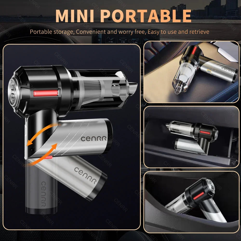 CENRR Car Vacuum Cleaner - High Pressure, Cordless, Mini Handheld Vac