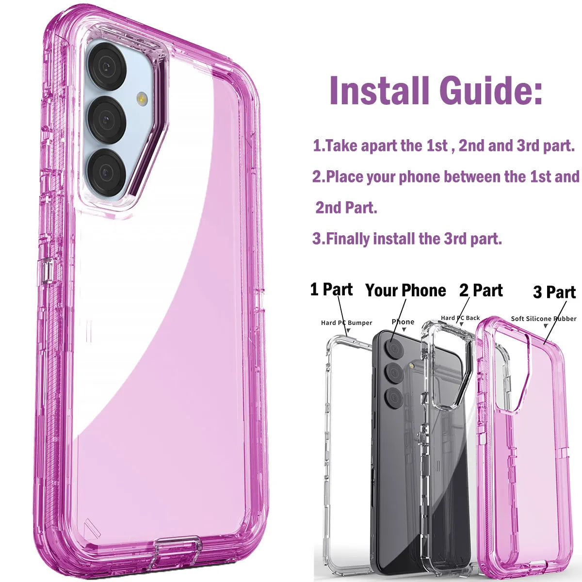 For Samsung Galaxy S25 /S25 Plus/ S25 Ultra 5G Phone Case Hybrid Rugged Shockproof Protective Heavy Duty Transparent Clear Cover