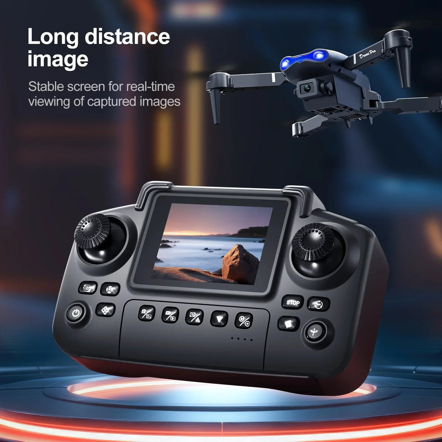 Black E88E99 GT Lighting Big Screen Control Mini Drone Dual Camera Optical Flow Fixed Height HD Aerial Photography Quadcopter
