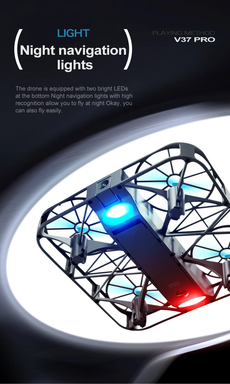 V37 Rc Mini Drone With 8k HD Camera Grid Protection Pocket Size Aerial Photography Aircraft Model Remote Control Kid Toy Or Gift