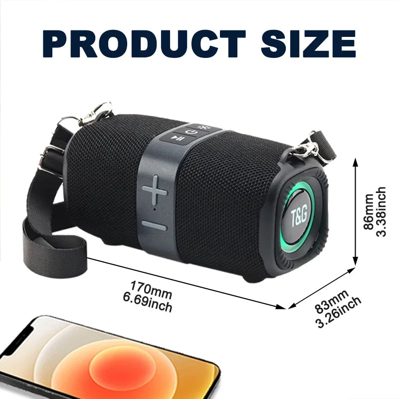 T&G TG667 Bluetooth Speaker – Crossbody, LED, USB/AUX/TF/FM Compatible