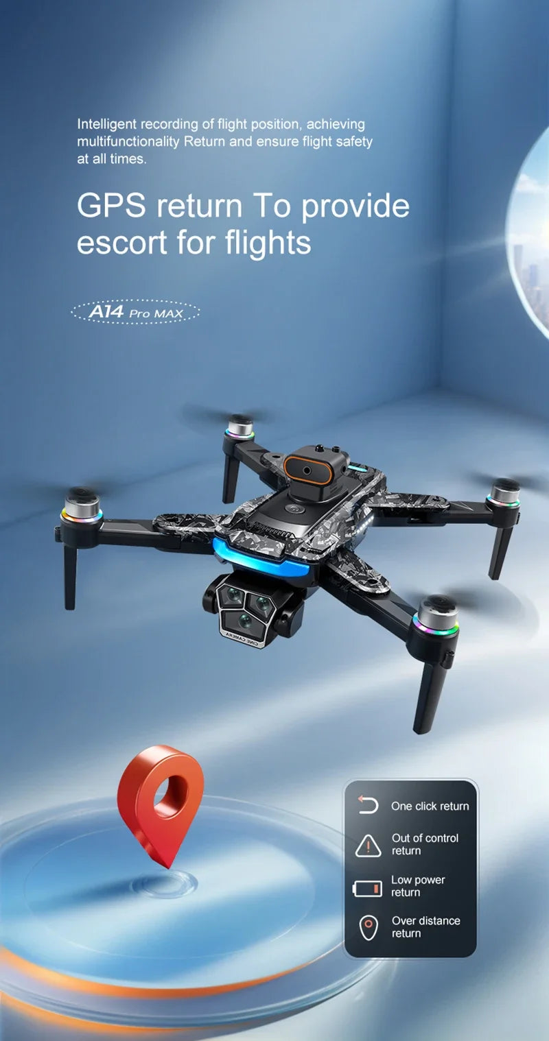 Xiaomi Drone A14Pro Max 8K HD Three Camera Brushless Optical Flow Obstacle Avoidance Foldable Quadcopter UAV Toys RC 20000M