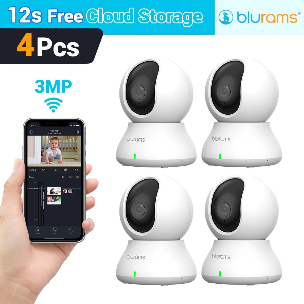Blurams 2K HD Baby Monitor Camera – Motion Detection, 360° View, White
