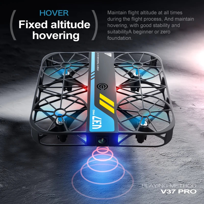 V37 Rc Mini Drone With 8k HD Camera Grid Protection Pocket Size Aerial Photography Aircraft Model Remote Control Kid Toy Or Gift