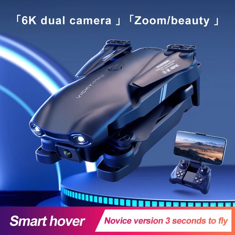 V13 Mini Drone – 4K HD, 1080P Dual Camera, 2.4G WIFI, Foldable, Black