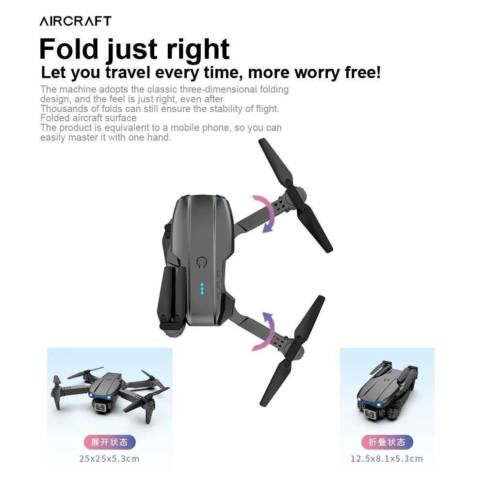 E99 K3 Pro Drone – 4K HD, Dual Camera, WIFI FPV, Obstacle Avoidance, Black
