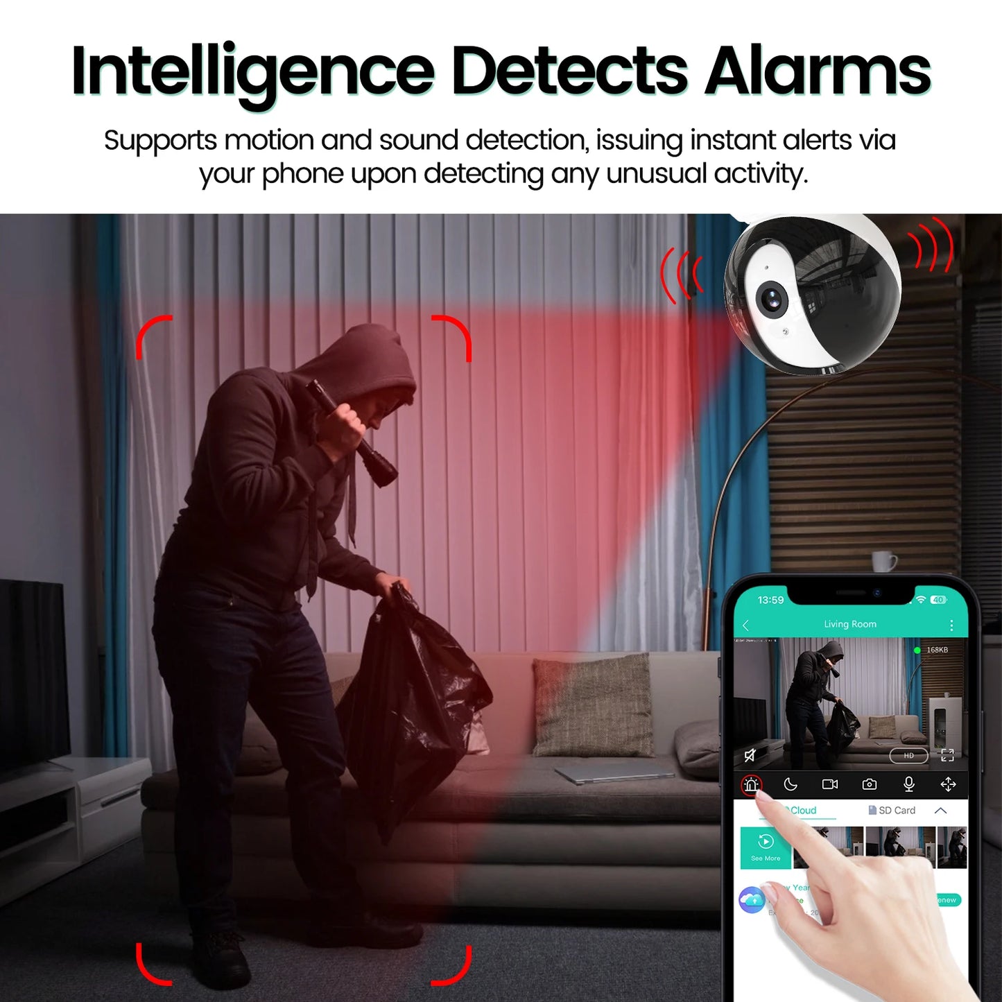 Vsmahome 3MP Indoor Security Camera – 2K HD, Alexa, 2-Way Audio