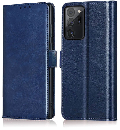 Blue For Samsung Galaxy Note 20 Ultra 5G Protective Phone Case Card Holder Slots Wallet Magnetic Flip Kickstand Leather Cover