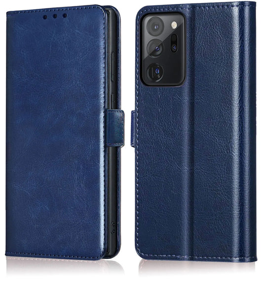 Blue For Samsung Galaxy Note 20 Ultra 5G Protective Phone Case Card Holder Slots Wallet Magnetic Flip Kickstand Leather Cover