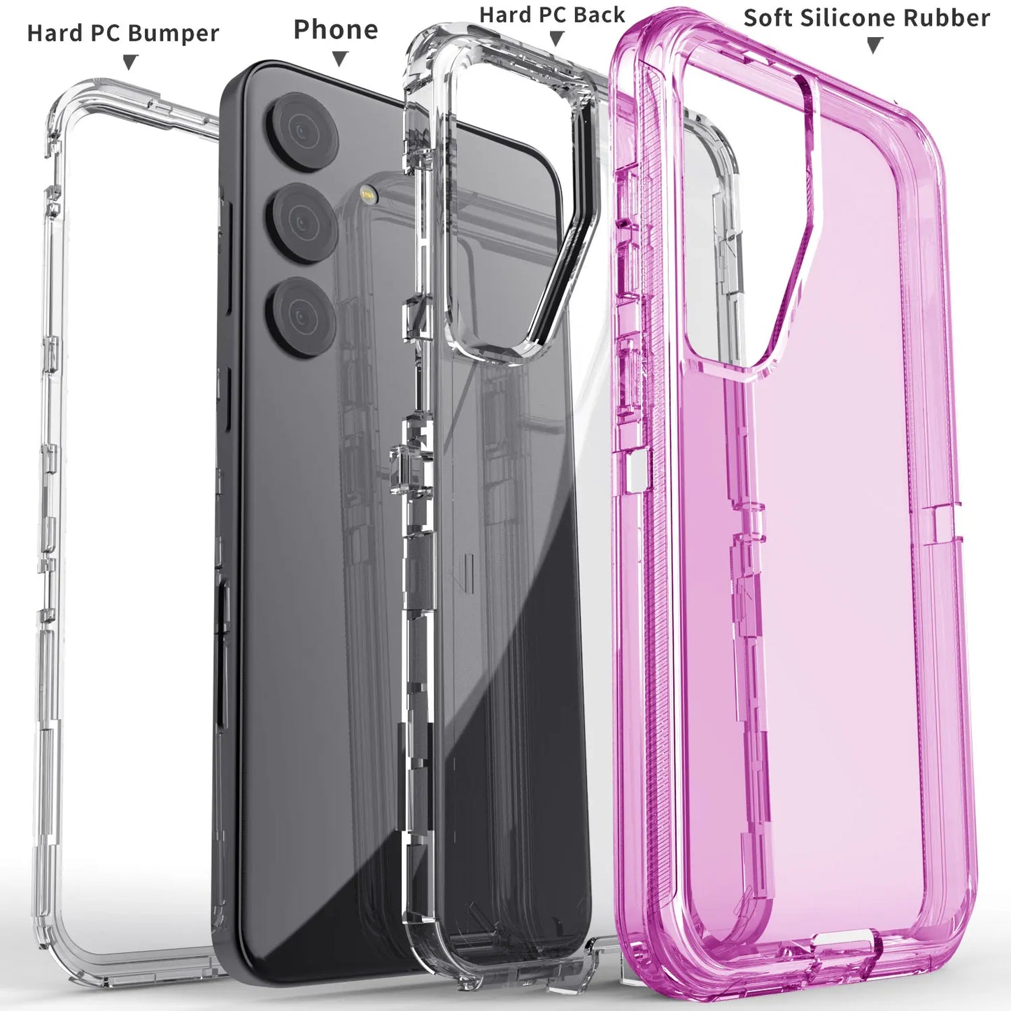 For Samsung Galaxy S25 /S25 Plus/ S25 Ultra 5G Phone Case Hybrid Rugged Shockproof Protective Heavy Duty Transparent Clear Cover