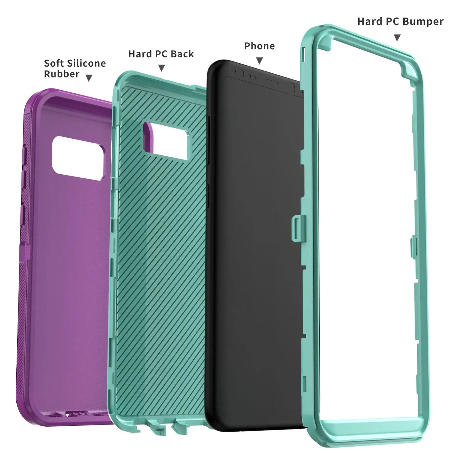 For Samsung Galaxy S8 S8 Plus Rugged Phone Case Shockproof Cover And 2pcs Tempered Glass Screen Protectors Case Friendly Clear