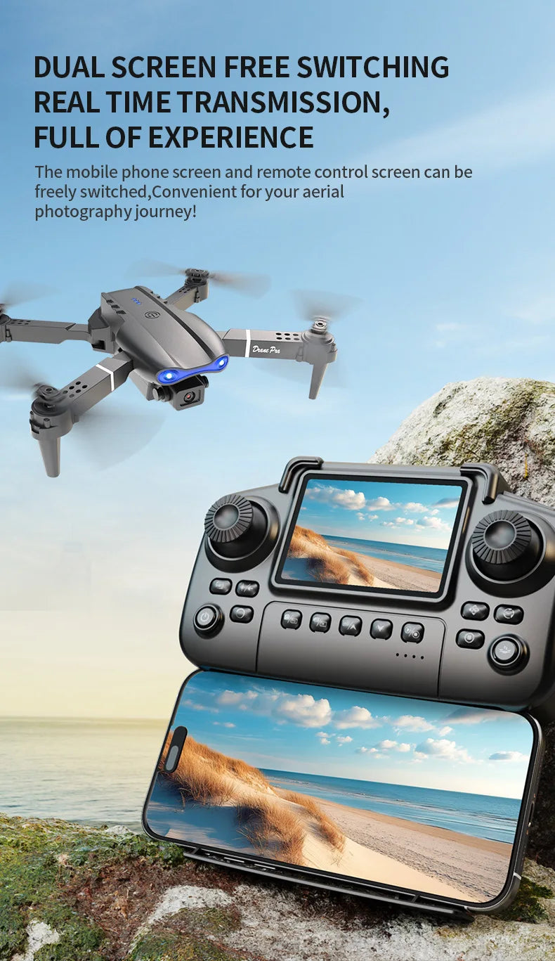 E99 PRO Drone Screen Control Aerial Drone High Definition Dual Camera Remote Control Aircraft, Folding Quadcopter Kid Gift