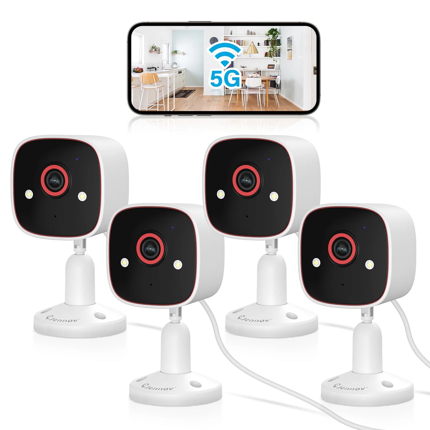 Jennov 2K Outdoor WiFi Camera – 3MP HD, 5GHz/2.4GHz, AI, Color Night Vision
