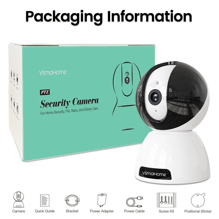 Vsmahome 3MP Indoor Security Camera – 2K HD, Alexa, 2-Way Audio