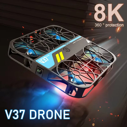 V37 Rc Mini Drone With 8k HD Camera Grid Protection Pocket Size Aerial Photography Aircraft Model Remote Control Kid Toy Or Gift