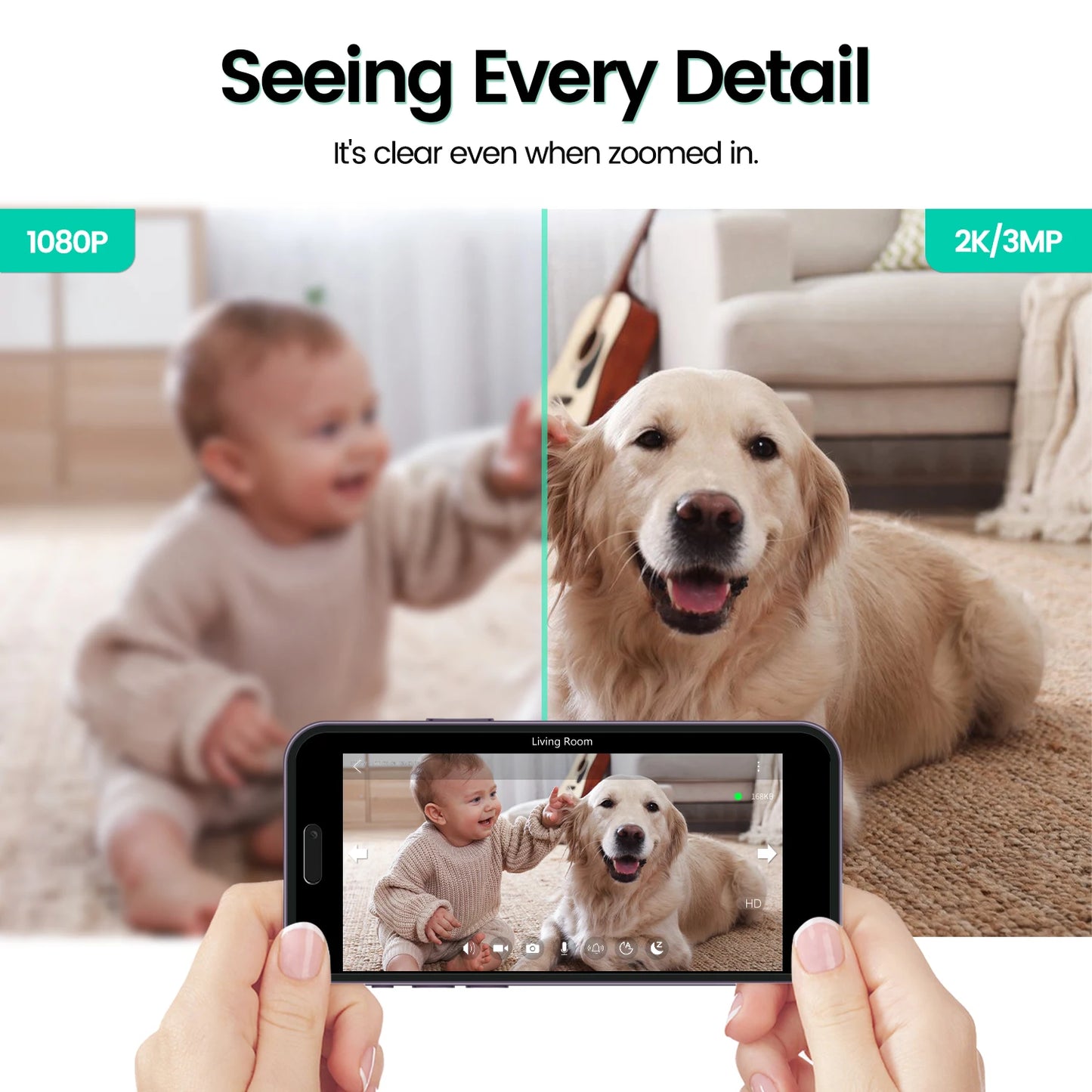 Vsmahome 3MP Indoor Security Camera – 2K HD, Alexa, 2-Way Audio