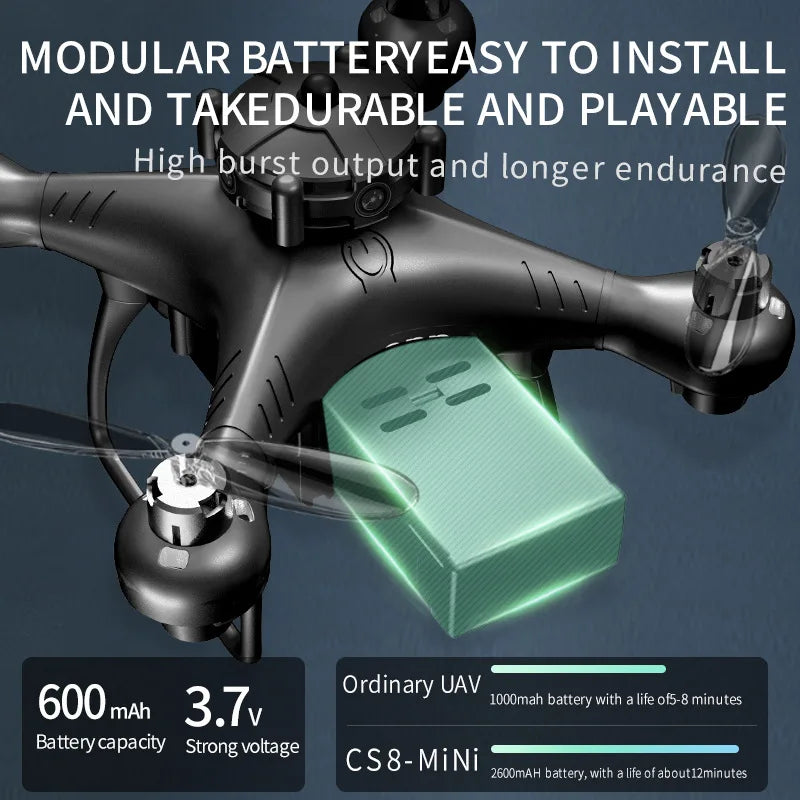 CS8 MINI FPV Drone – 4K HD Dual Cam, Obstacle Avoidance, Beginner, Black