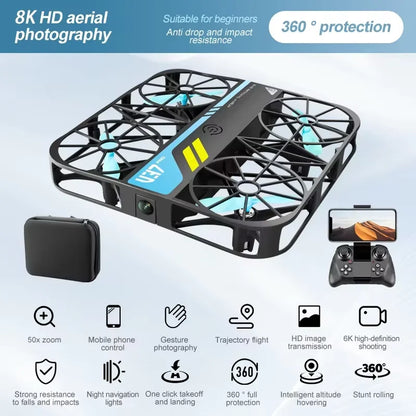 V37 Rc Mini Drone With 8k HD Camera Grid Protection Pocket Size Aerial Photography Aircraft Model Remote Control Kid Toy Or Gift
