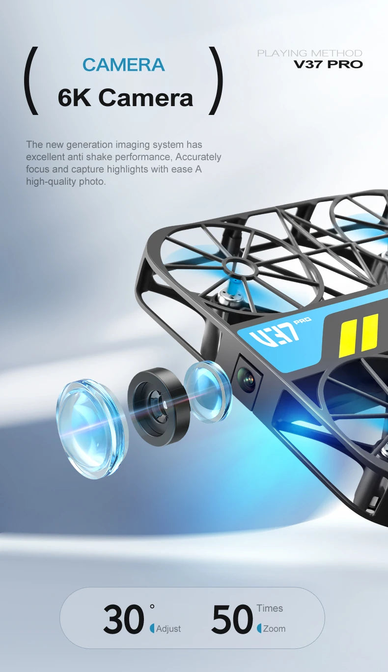 V37 Rc Mini Drone With 8k HD Camera Grid Protection Pocket Size Aerial Photography Aircraft Model Remote Control Kid Toy Or Gift