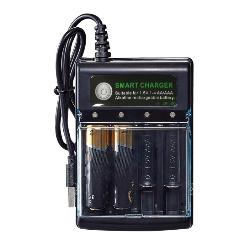 Alkaline Battery Charger 1.5V 4 Slots Digital Charging Circuit For Multiple Reusability And Friendly Electronics Power
