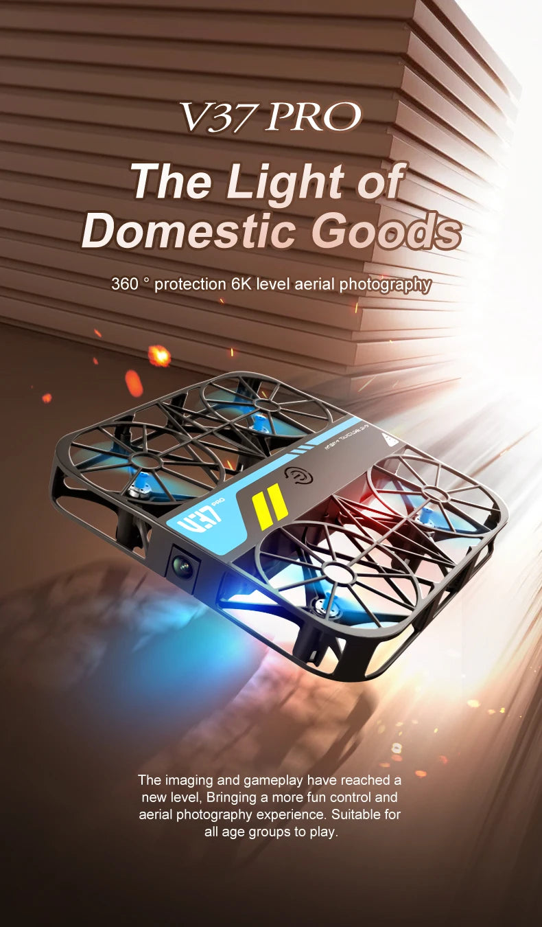V37 Rc Mini Drone With 8k HD Camera Grid Protection Pocket Size Aerial Photography Aircraft Model Remote Control Kid Toy Or Gift