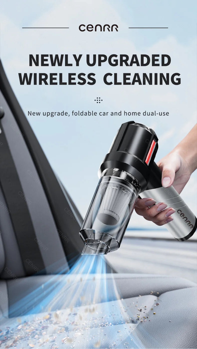 CENRR Car Vacuum Cleaner - High Pressure, Cordless, Mini Handheld Vac