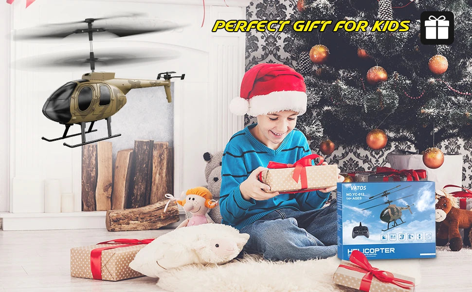 Vatos remote controlled helicopter camouflage 2.4GHz radio indoor RC helicopter toy one click takeoff for boy children adults