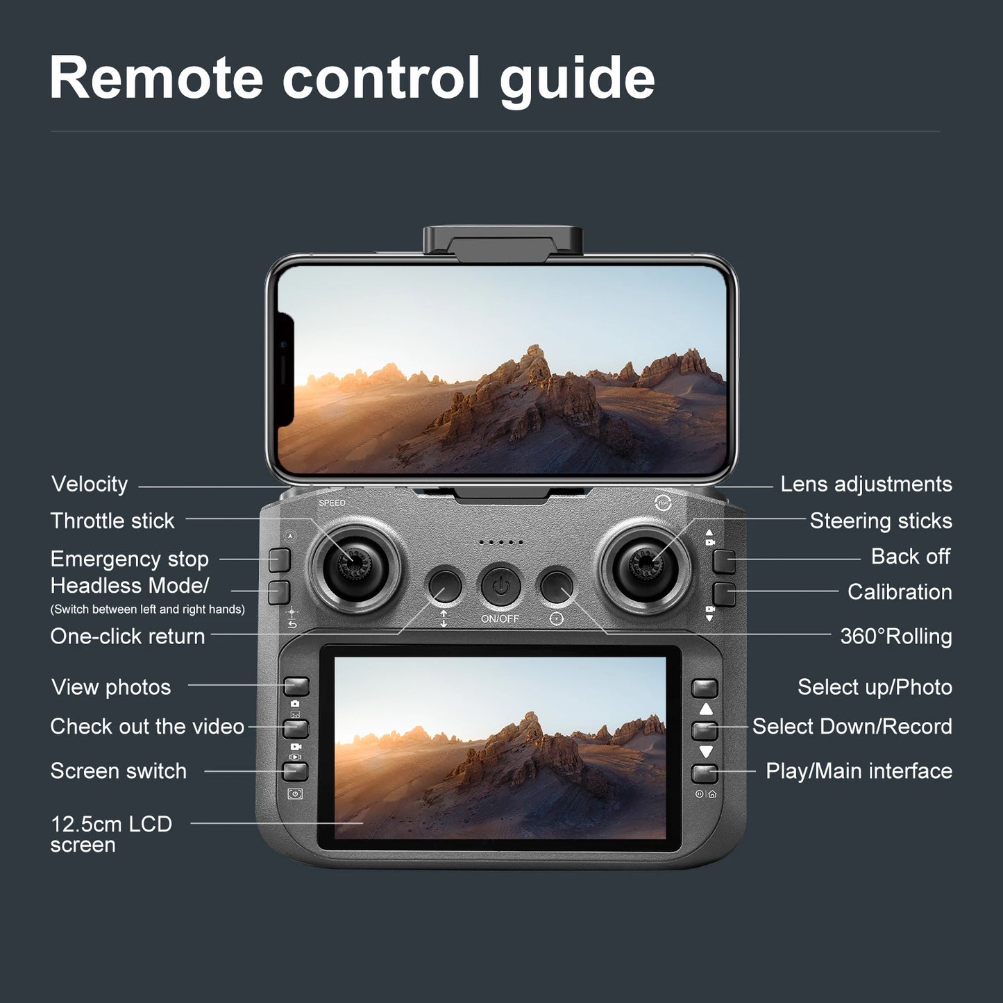 Black E88E99 GT Lighting Big Screen Control Mini Drone Dual Camera Optical Flow Fixed Height HD Aerial Photography Quadcopter