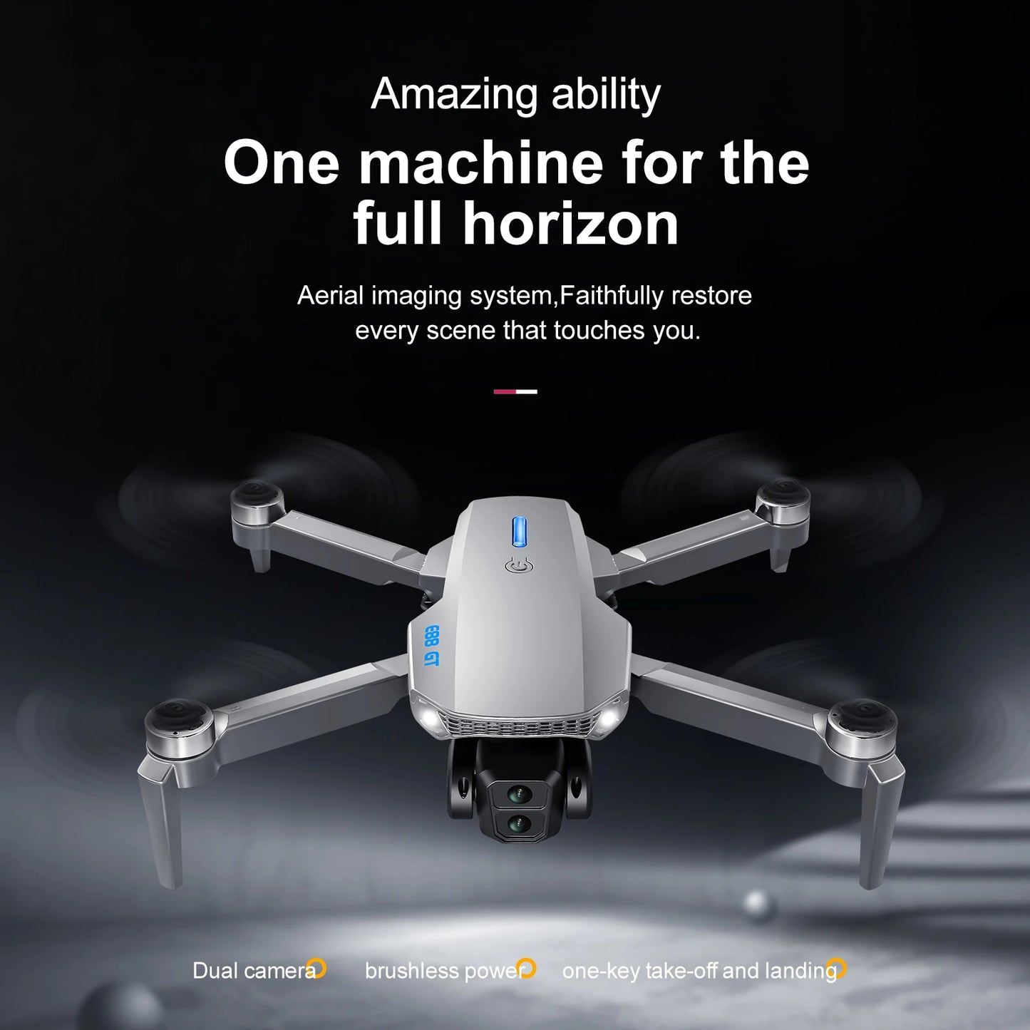 Black E88E99 GT Lighting Big Screen Control Mini Drone Dual Camera Optical Flow Fixed Height HD Aerial Photography Quadcopter
