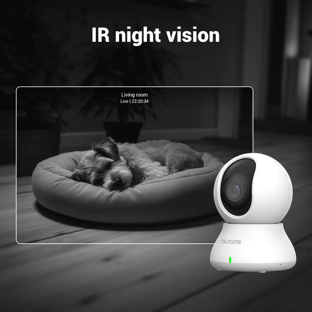 Blurams 2K HD Baby Monitor Camera – Motion Detection, 360° View, White