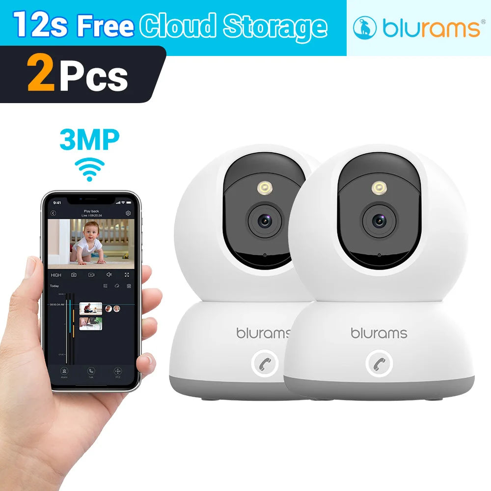 Blurams 2K HD Baby Monitor Camera – Motion Detection, 360° View, White