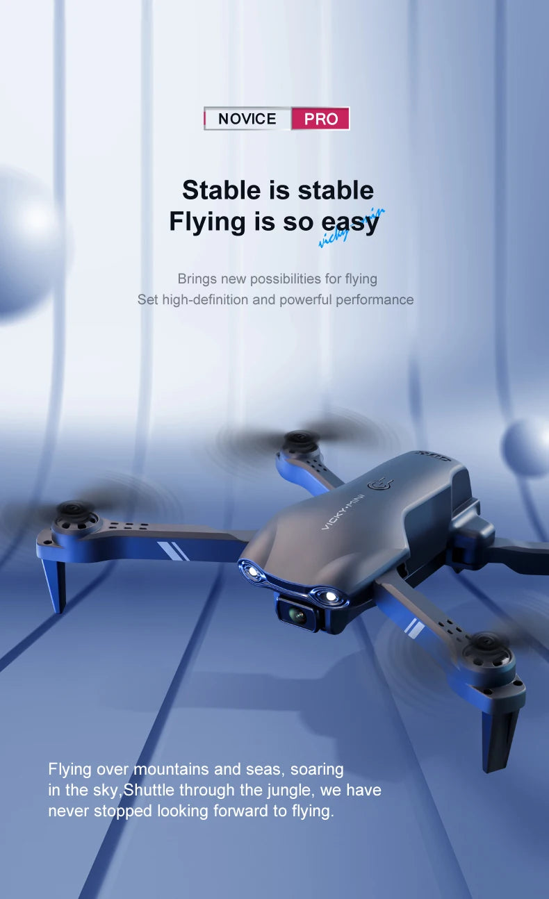 V13 Mini Drone – 4K HD, 1080P Dual Camera, 2.4G WIFI, Foldable, Black