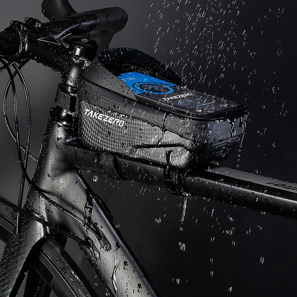 Touch Screen Bicycle Frame Top Tube Bag Light Barrier Waterproof Bike Pouch Phone Case Hard Shell Case Cycling Accessories