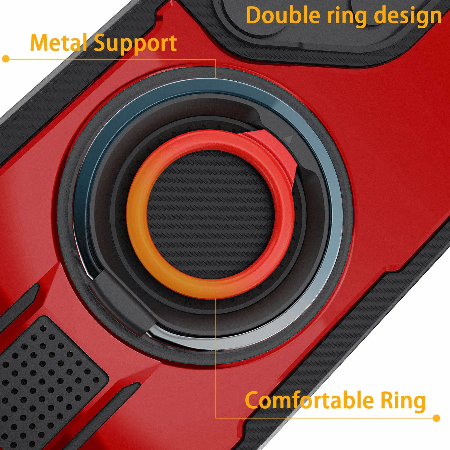 For Samsung Galaxy S22 Ultra 5G Phone Case Hybrid Shockproof Double Ring Kickstand Rugged Hybrid Slim Hard Phone Cover Red