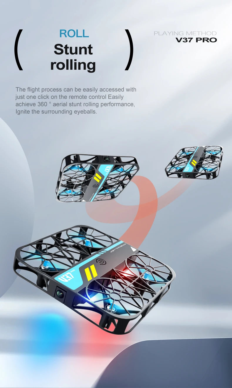 V37 Rc Mini Drone With 8k HD Camera Grid Protection Pocket Size Aerial Photography Aircraft Model Remote Control Kid Toy Or Gift