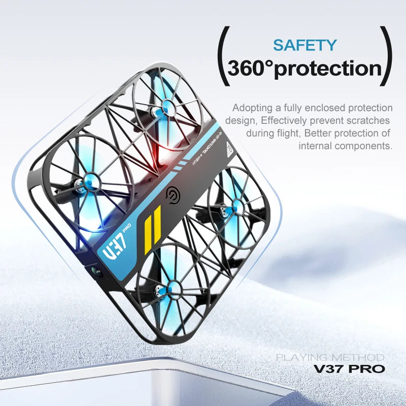 V37 Rc Mini Drone With 8k HD Camera Grid Protection Pocket Size Aerial Photography Aircraft Model Remote Control Kid Toy Or Gift