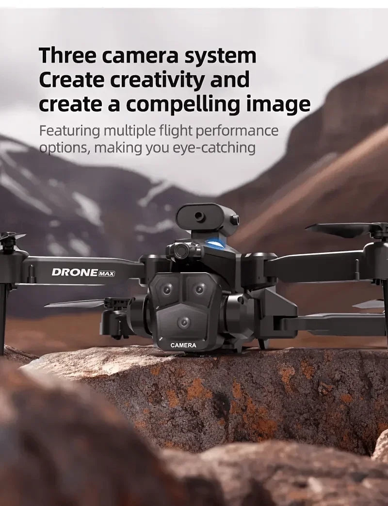 C10 RC Drone – 4K, 3 Cameras, WIFI FPV, Obstacle Avoidance, Black