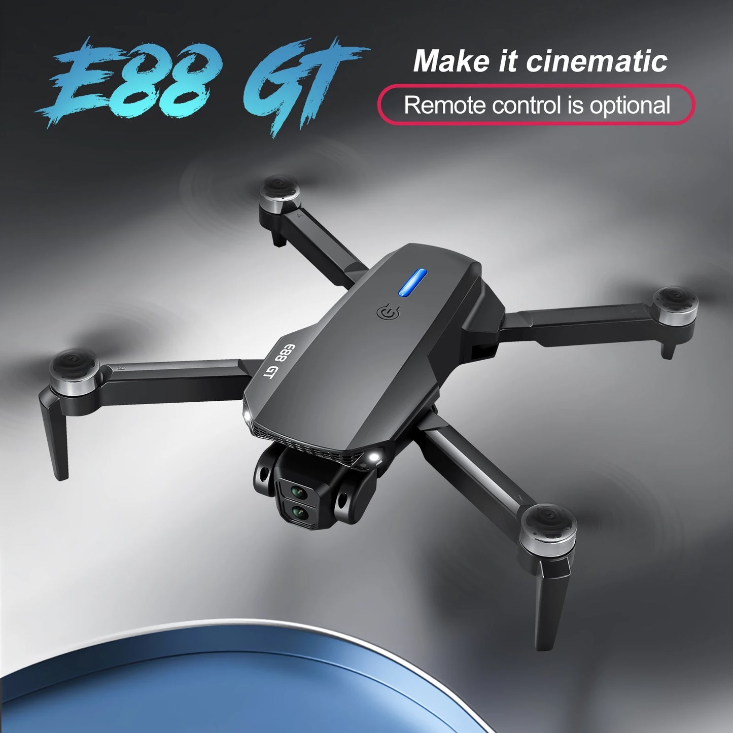 Black E88E99 GT Lighting Big Screen Control Mini Drone Dual Camera Optical Flow Fixed Height HD Aerial Photography Quadcopter