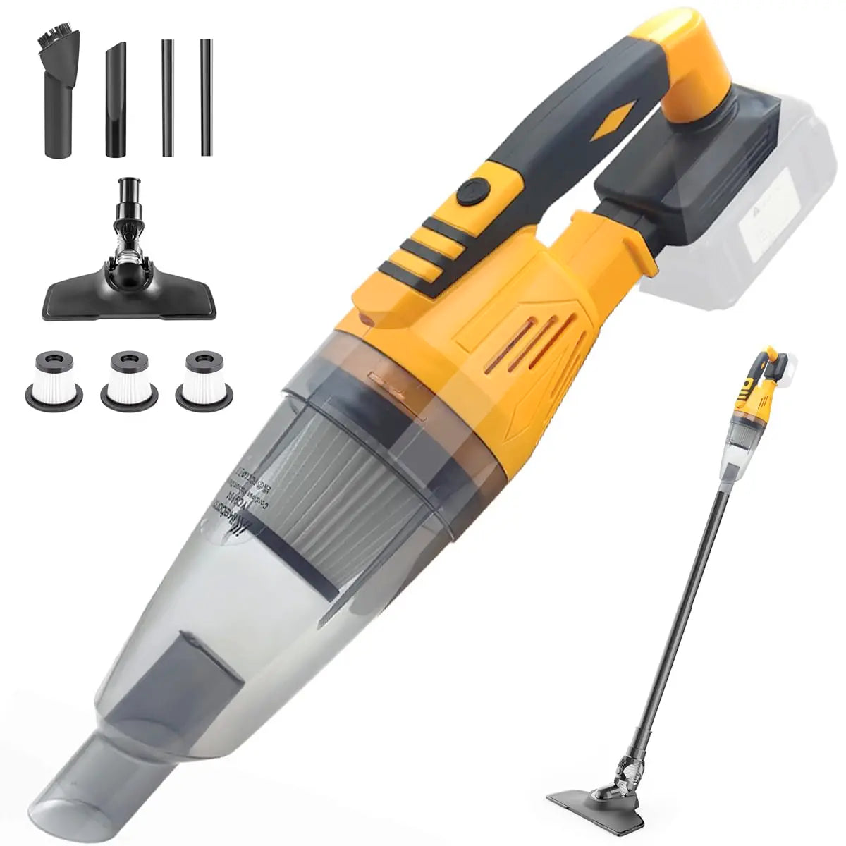 Mini Cordless Vacuum Cleaner - 15Kpa, Dewalt 20V Battery, Self-Standing