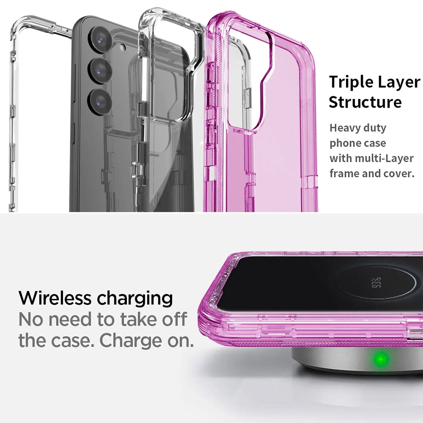 For Samsung Galaxy S23 S23 Plus S23 Ultra Crystal Clear Phone Case Shockproof Cover And 2pcs Tempered Glass Screen Protectors