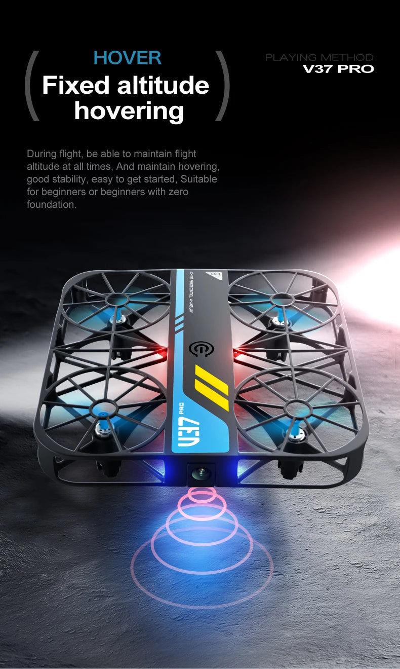 V37 Rc Mini Drone With 8k HD Camera Grid Protection Pocket Size Aerial Photography Aircraft Model Remote Control Kid Toy Or Gift