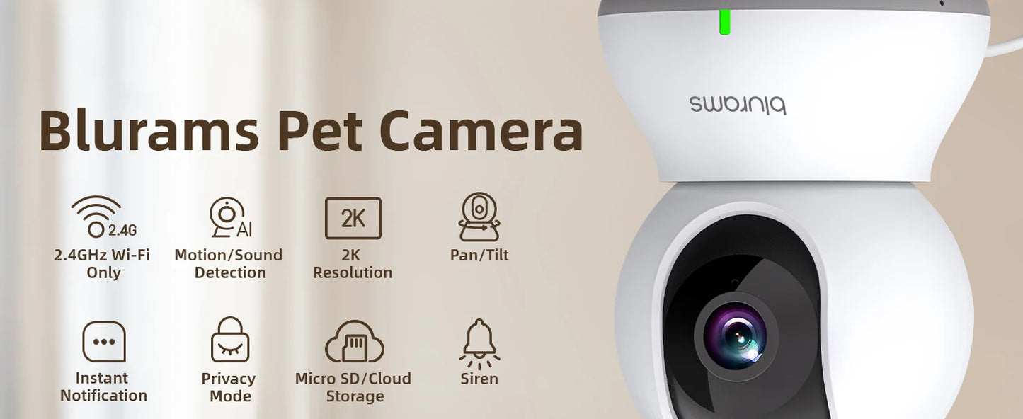 Blurams 2K HD Baby Monitor Camera – Motion Detection, 360° View, White
