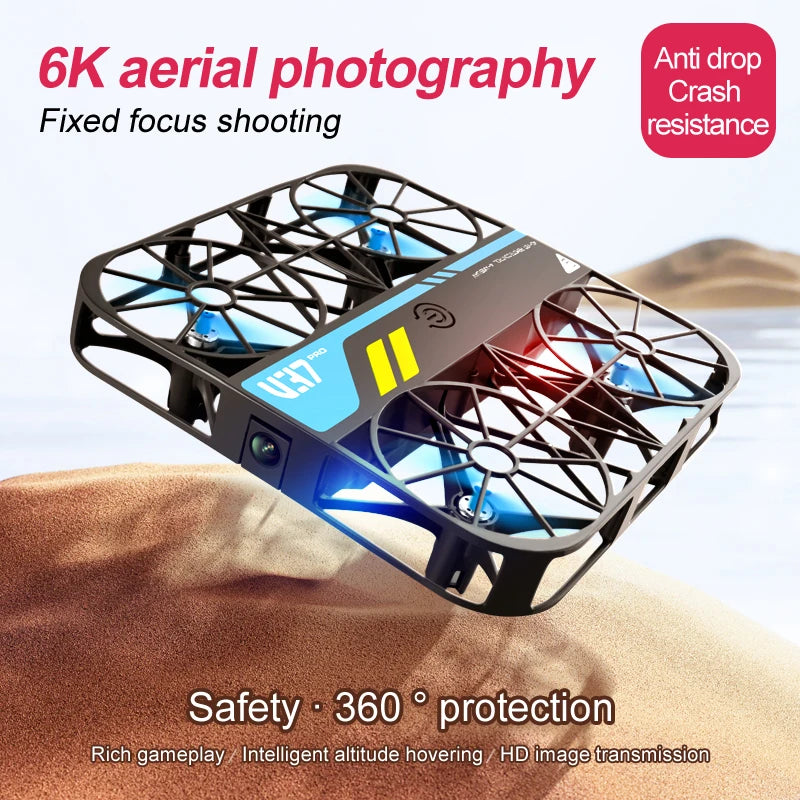 V37 Rc Mini Drone With 8k HD Camera Grid Protection Pocket Size Aerial Photography Aircraft Model Remote Control Kid Toy Or Gift