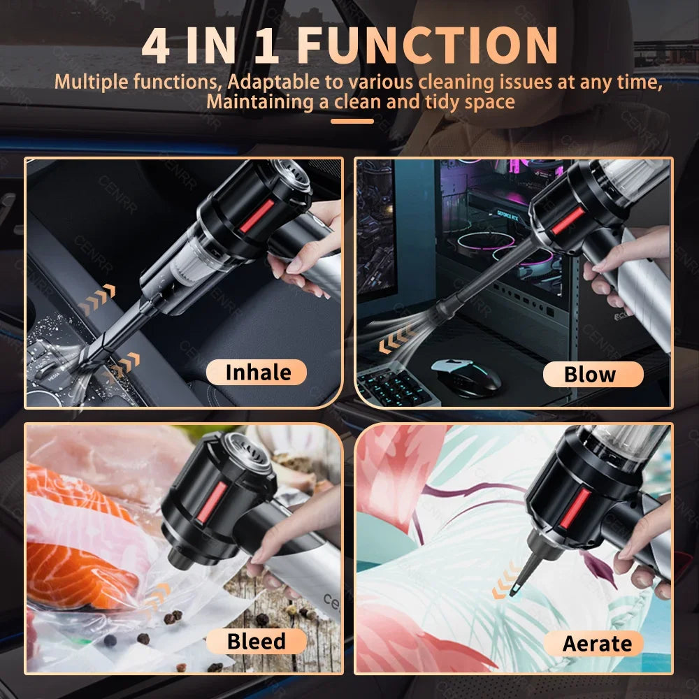 CENRR Car Vacuum Cleaner - High Pressure, Cordless, Mini Handheld Vac