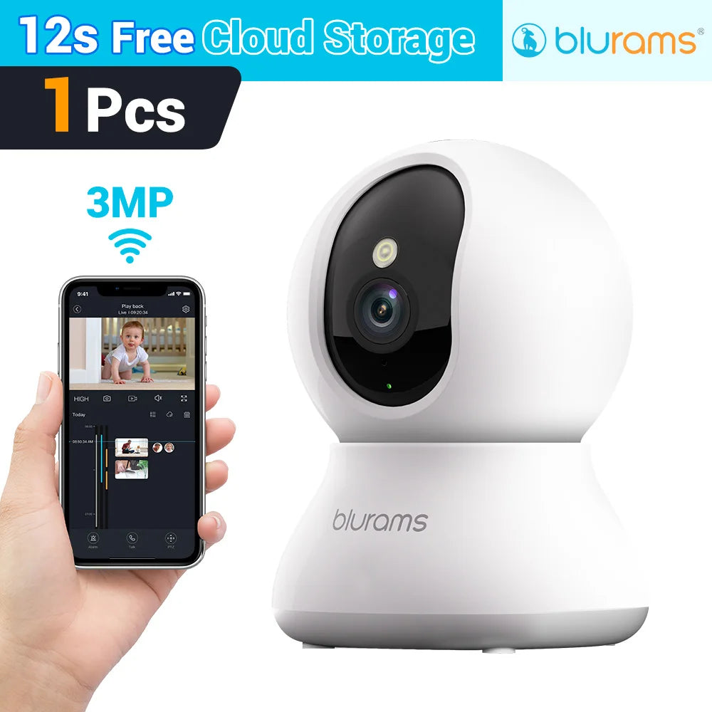 Blurams 2K HD Baby Monitor Camera – Motion Detection, 360° View, White