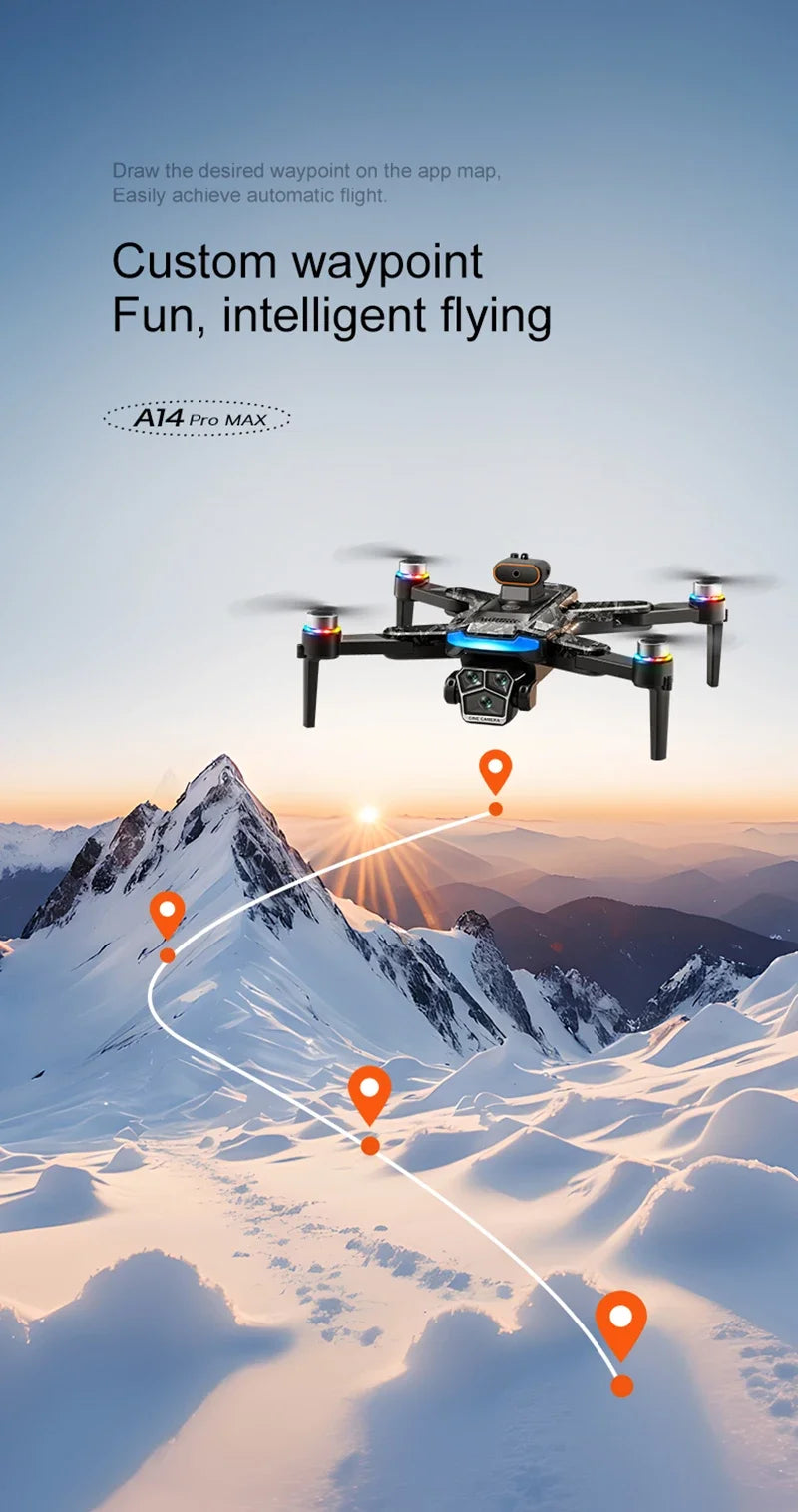 Xiaomi Drone A14Pro Max 8K HD Three Camera Brushless Optical Flow Obstacle Avoidance Foldable Quadcopter UAV Toys RC 20000M