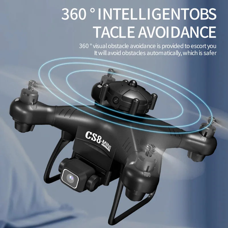 CS8 MINI FPV Drone – 4K HD Dual Cam, Obstacle Avoidance, Beginner, Black