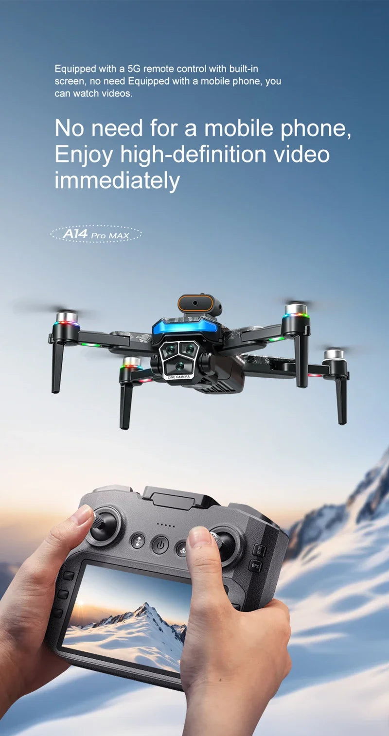 Xiaomi Drone A14Pro Max 8K HD Three Camera Brushless Optical Flow Obstacle Avoidance Foldable Quadcopter UAV Toys RC 20000M