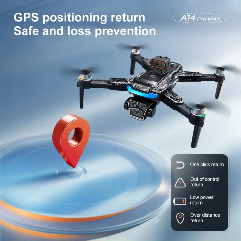 Xiaomi Drone A14Pro Max 8K HD Three Camera Brushless Optical Flow Obstacle Avoidance Foldable Quadcopter UAV Toys RC 20000M